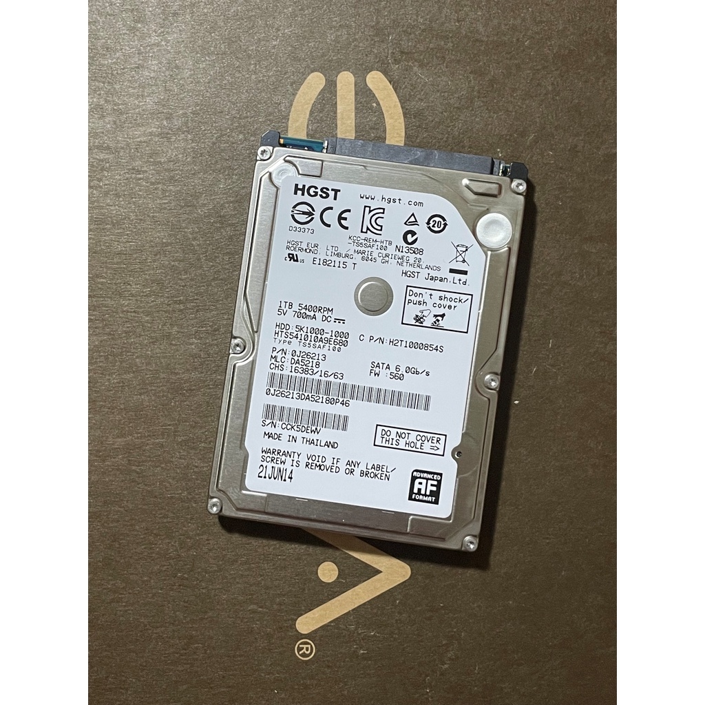 日立 HGST 2.5吋 HTS541010A9E680 1T 1TB 5400轉 8MB 筆電 筆記型 NB 硬碟