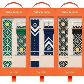 美國代購 Tory Burch 質感編織條紋錶帶 經典小logo Apple Watch 38mm/40mm 手錶錶帶