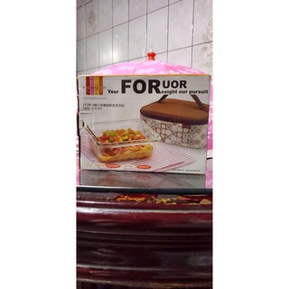 Foruor FOR U 耐熱玻璃保鮮盒提袋組 800ml 保鮮盒+保溫提袋