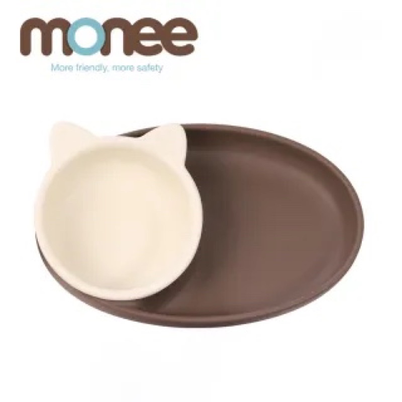 (現貨免運）韓國monee 3N1白金矽膠兒童餐碗盤二件組