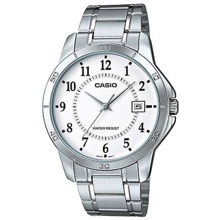 【CASIO】經典商務型男數字指針腕錶-白面黑字(MTP-V004D-7B)正版宏崑公司貨