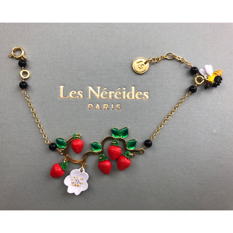 Les Nereides 草莓白花 法式甜美優雅手工琺瑯手鍊 森林清新
