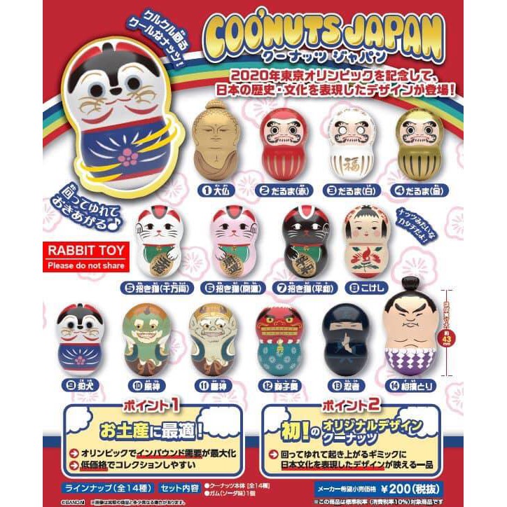 樂搞日貨玩具 日版bandai 轉轉花生不倒翁japan 日本文化全14種 蝦皮購物