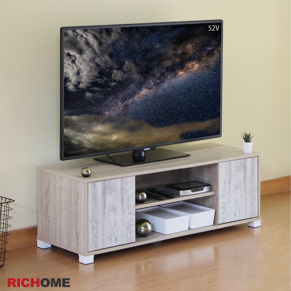 RICHOME   福利品  TV-159   雙門電視櫃 (電線孔) (防潑水) 電視櫃 視聽櫃 收納櫃 鞋櫃 玄關櫃