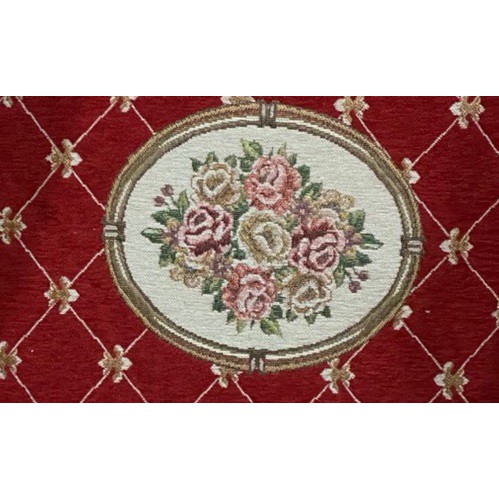 格子玫瑰花朵紅色緹花腳踏墊加大型60x90CM門墊子地毯止滑地墊【玫瑰物語-生活藝術專賣店】