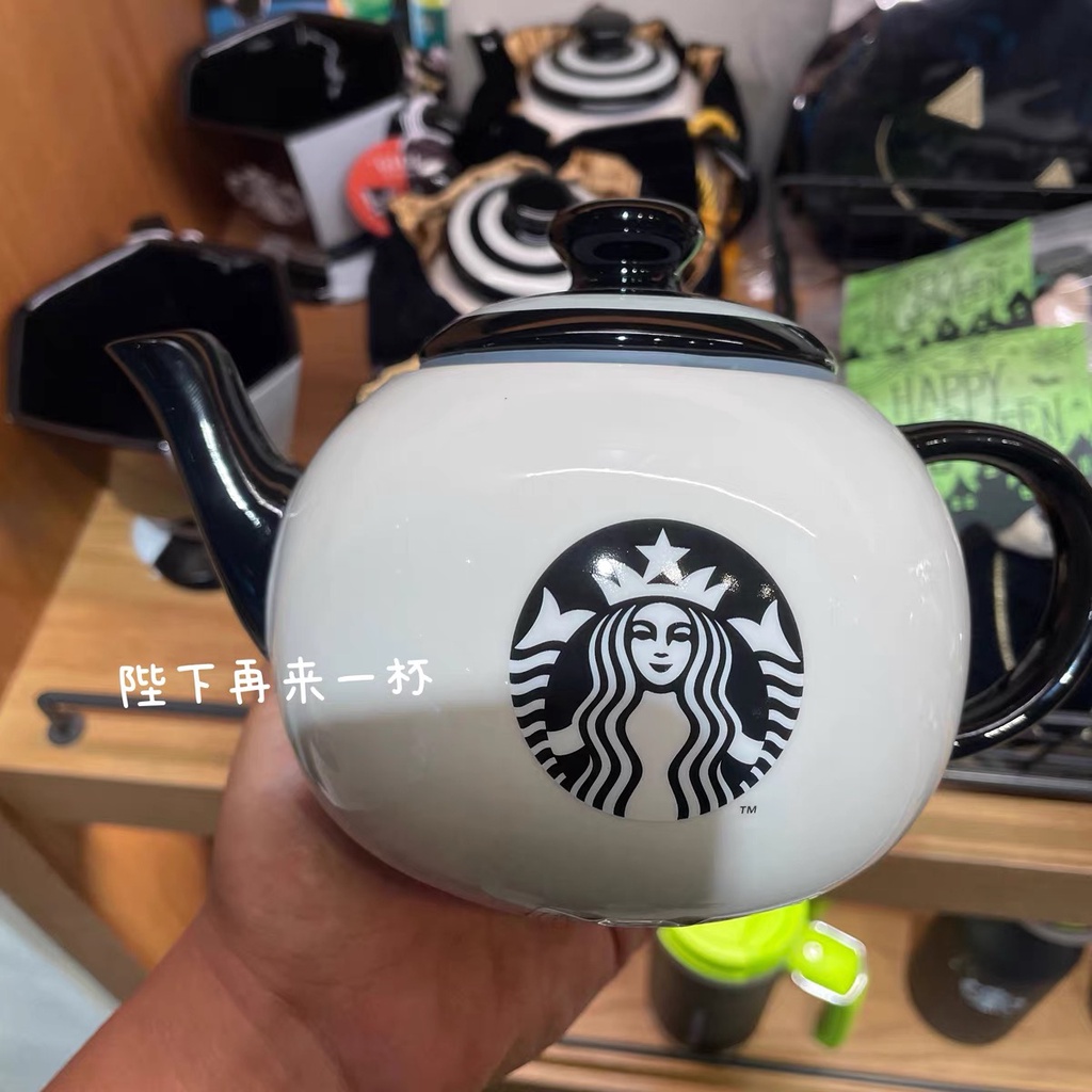 Starbucks官方正品！韓國星巴克杯子2022魔術師茶壺帶布袋泡茶杯黑白女神茶具503ml