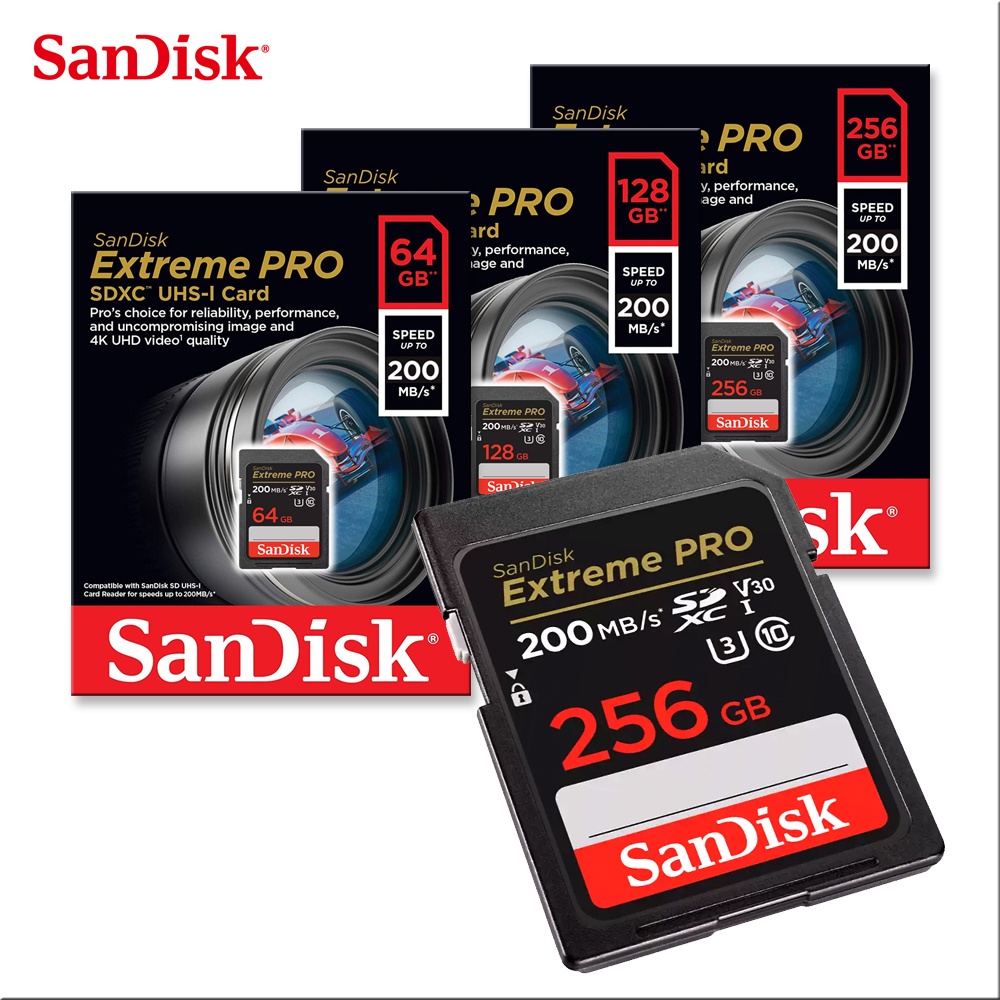 SANDISK Extreme PRO 128G 256G SDXC UHS-I U3 V30 200MB 高速 記憶卡