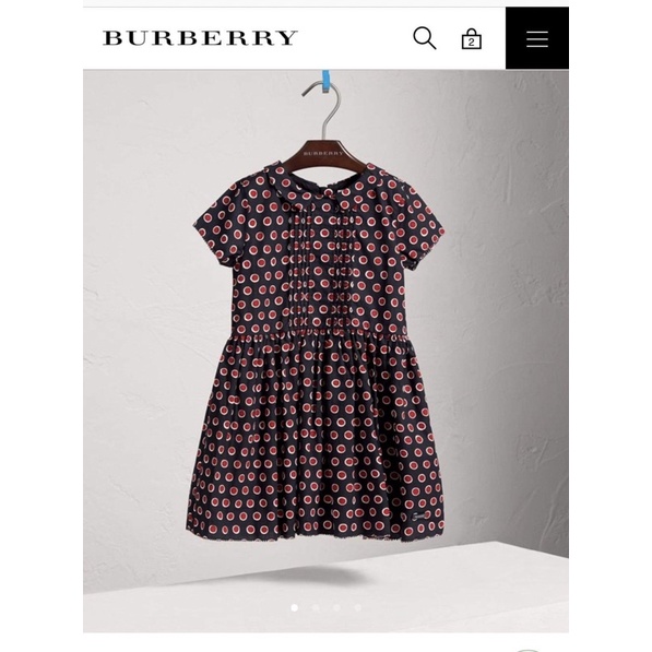 Burberry 全新大女童14Y 桃粉原點 洋裝