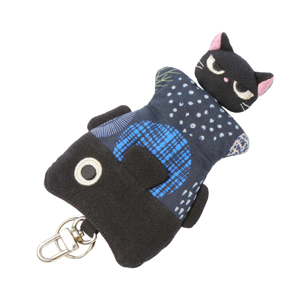 【Kiro貓】小黑貓與小金魚 立體造型 鋪棉 隱藏式 鑰匙包【820297】