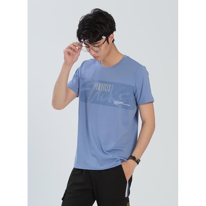 🦄GOES CLUB 男款⚡️ 韓版時尚拼接圖文印花潮流個性T恤-2色（ 藍 ）（白）