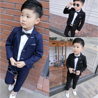 ❤️男童裝西服套裝英倫修身素色禮服小西裝韓版花童婚禮禮服 表演禮服畢業典禮兩件套