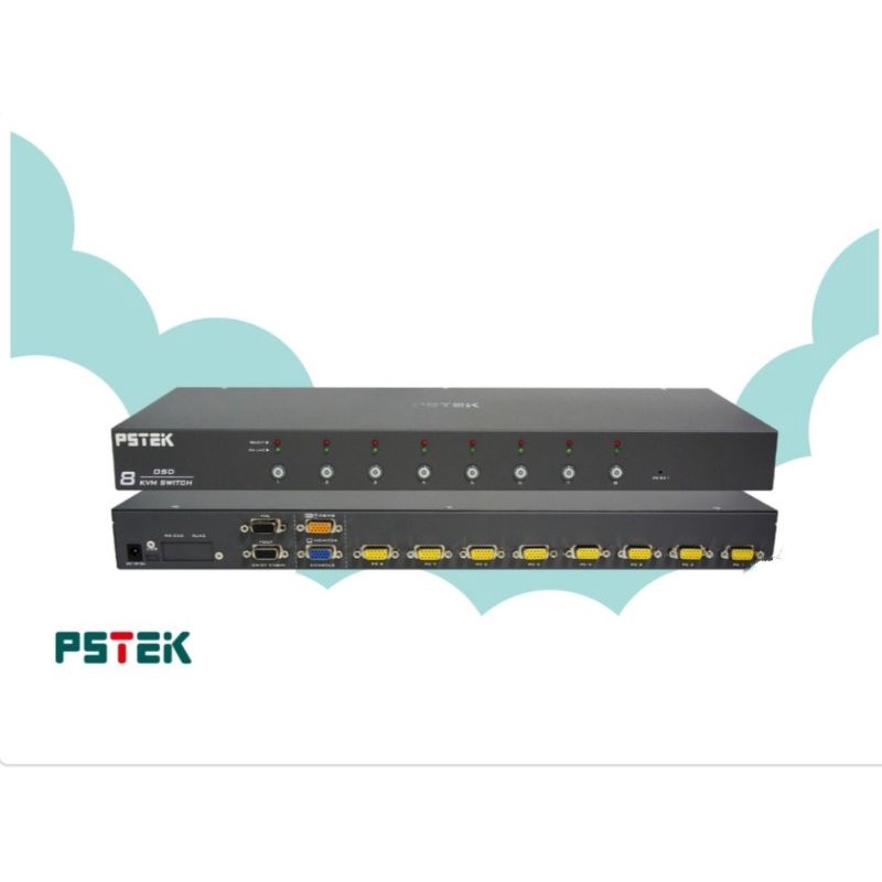 五角PSTEK XD-808ID19吋 8PORT KVM 8埠切換器8埠雙介面電腦切換器(OSD)現貨新品