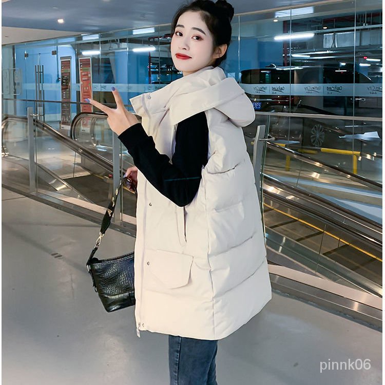 馬甲羽絨棉服女2021冬季韓版學生棉衣外穿時尚寬鬆中長款馬夾外套