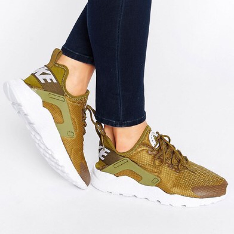 NIKE AIR HUARACHE RUN ULTRA 女款 武士鞋 金綠色 UK7.5