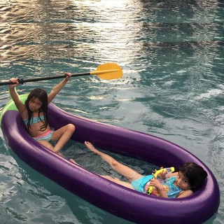 【游泳用品】超大充氣茄子浮床浮排成人兒童水上漂網格布游泳圈漂浮躺椅充氣船