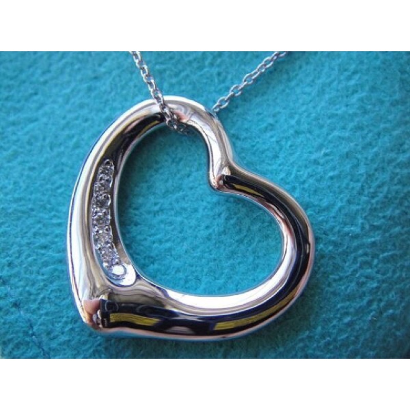 Tiffany PT950 OPEN HEART (M)中尺寸7顆鑽愛心項鍊～專櫃價11萬4000元～降價求現