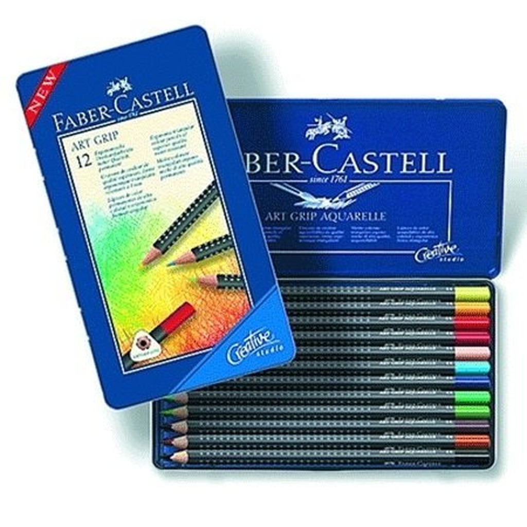 Faber-Castell輝柏 ART-GRIP創意工坊油性色鉛筆-藍色精緻鐵盒裝12色組(114312)