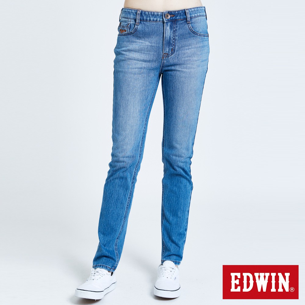 EDWIN 迦績 EJ7棉感錐形牛仔褲(石洗藍)-女款
