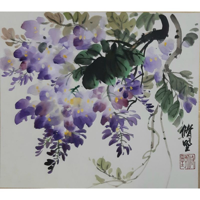 水墨國畫紫藤花23 26cm 畫宣板 蝦皮購物