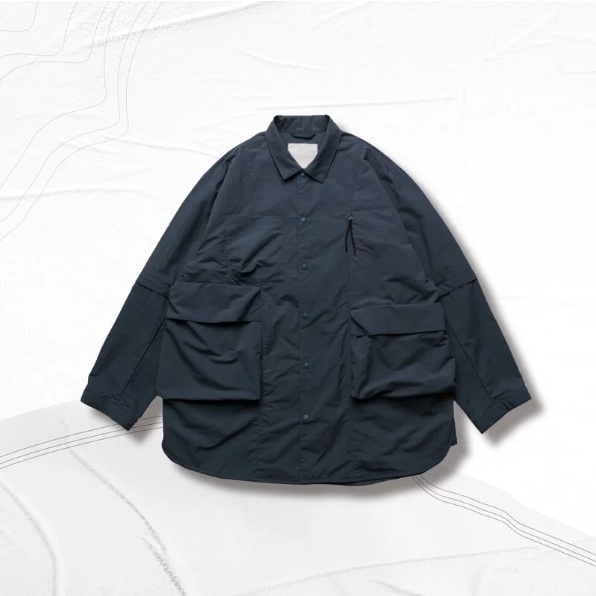 GOOPi “TS-01” 2-way Functional SHIRT - Grey-Navy 可拆袖襯衫 二手2號