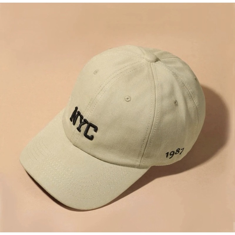 字母NYC刺繡卡其色棒球帽