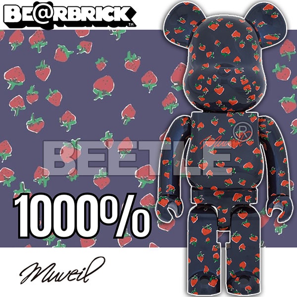 BEETLE BE@RBRICK MUVEIL 草莓 STRAWBERRY PATTERN 庫柏力克熊 1000%