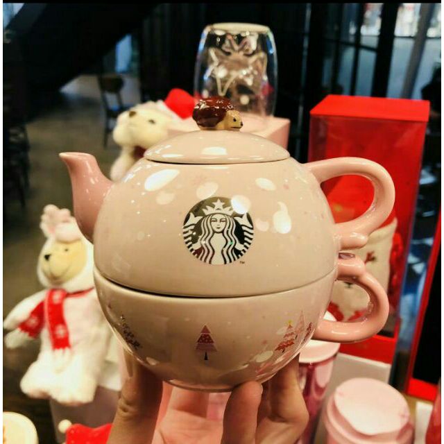 星巴克Starbucks [台中現貨］聖誕限定🎄小刺猬陶瓷泡茶杯壺組