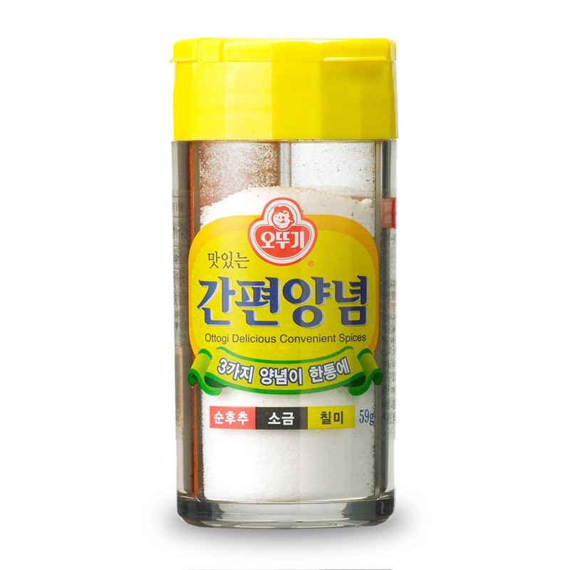 韓國 不倒翁(調味粉)三色調味罐(59g) 黑胡椒粉、鹽、七味粉