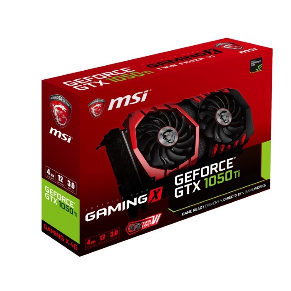 &lt;現貨&gt;微星MSI  GeForce GTX 1050 Ti GAMING X 4G電競紅龍卡(微星1050ti)有彩盒