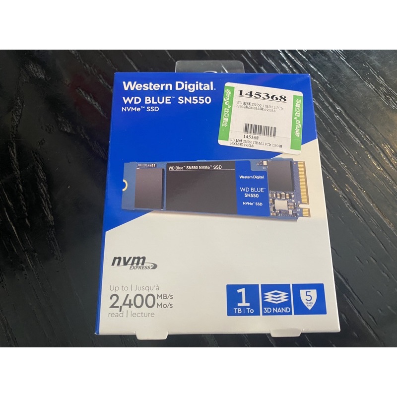 WD 藍標 SSD 固態硬碟  SN550 1TB/M.2 PCIe 讀:2400M/寫:1950M/TLC顆粒【五年】