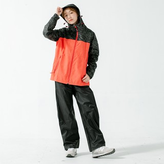 【現貨+免運+送收納袋】BrightDay-邁邁不積水前項導流兩件式風雨衣-橘紅