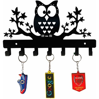 Owl on Maple Trees 鋼製鑰匙扣、鋼製鑰匙架、金屬貓頭鷹鑰匙架壁掛式掛鉤獎牌和獎品衣架金屬挂件牆壁藝術家