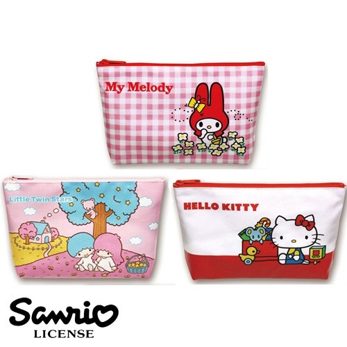 含稅 日本正版 凱蒂貓 雙子星 美樂蒂 防潑水 化妝包 鉛筆盒 筆袋 Hello Kitty 日本製 三麗鷗 人物系列