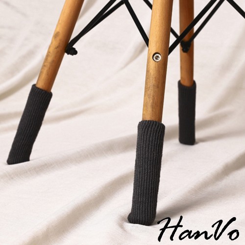 【HanVo】日系簡約風椅腳套桌腳套 一組四入現貨 純色素面森林系針織桌椅腳套 防滑防摩擦防刮降噪音保護套 A1009