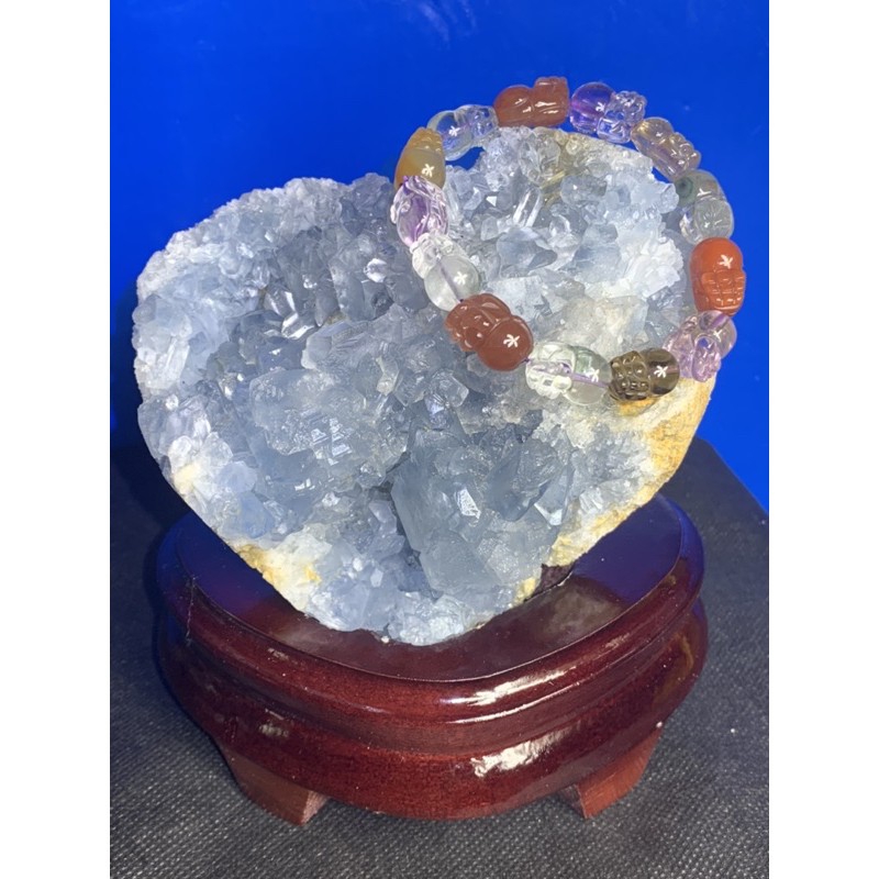 ［沁楹水晶］半寶石級清透天青石心型原礦 對應眉心輪 淨化心輪 療癒 靜心1.4kg