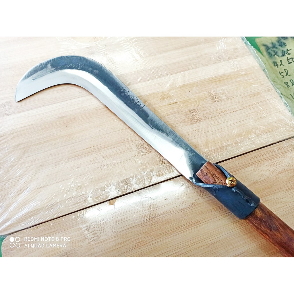 水里菜刀王 除草刀水里鐮草格刀小直鐮刀除草刀日本三合鋼 青鋼 尺2九層木柄除草鐮刀柴刀開山刀芒草刀登山刀割草刀砍刀鋤草