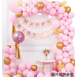 現貨《生日佈置+贈打氣筒8089】馬卡龍粉色汽球系列 ♥ 生日快樂 充氣鋁膜 氣球組合 ♥ 內容超多 質感超好 裝飾