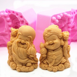 【露西皂材】可愛神明矽膠模 壽星公 壽星婆矽膠模 手工皂模 翻糖模 香磚模