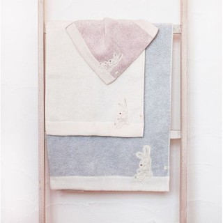 現貨-日本製～ 今治產 刺繡兔兔 純棉 今治毛巾 日本毛巾 KONTEX 長毛巾 柔軟.吸水佳 34x80