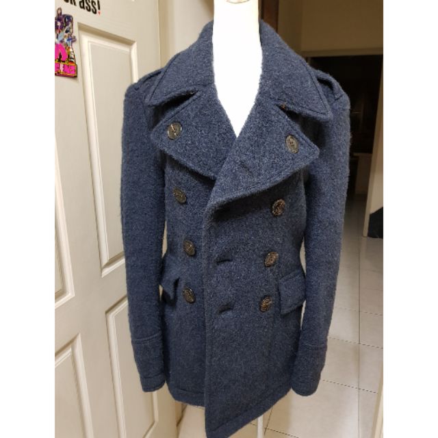 英國購入真品BURBERRY羊毛經典格紋大衣外套