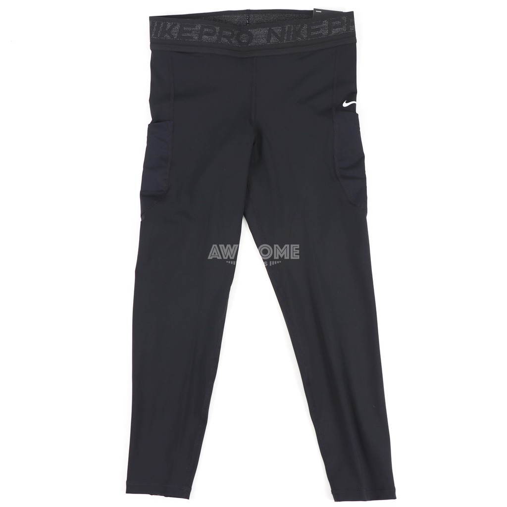 [歐鉉]NIKE PRO DRY 黑色 側邊口袋 網布拼接 7/8褲長 訓練 緊身褲 內搭褲 女 DA0562-010