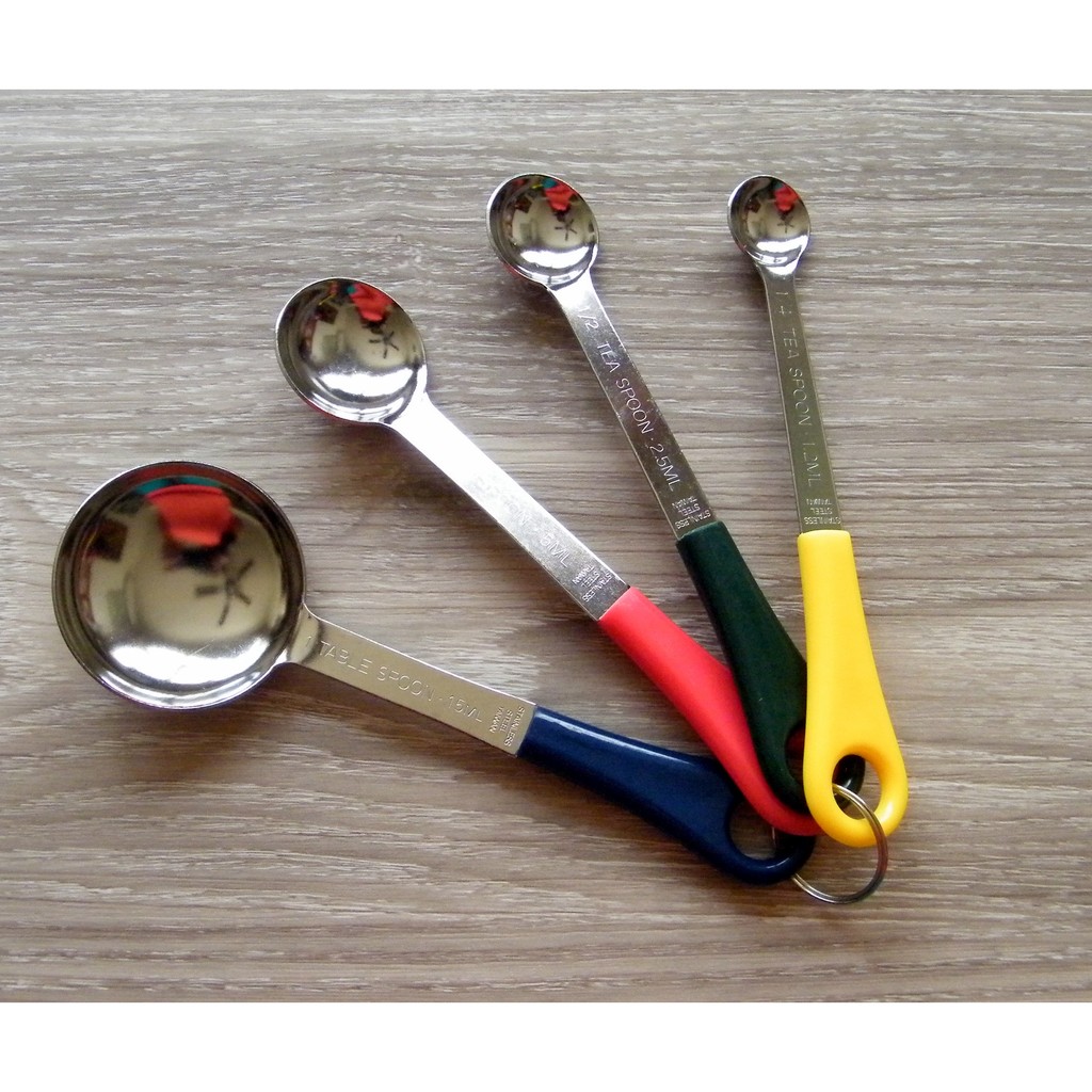 彩柄不鏽鋼4入量匙 1 25ml 1 4茶匙 2 5ml 1 2茶匙 5ml 1茶匙 15ml 1大匙 蝦皮購物
