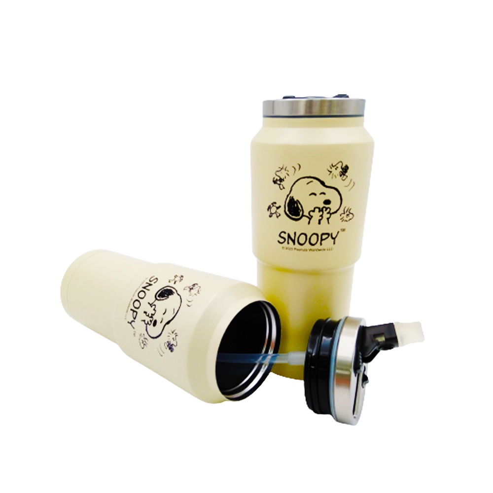 史努比snoopy 彈扣不銹鋼吸管杯400ml 5ip8 環保杯隨身杯水壺 蝦皮購物