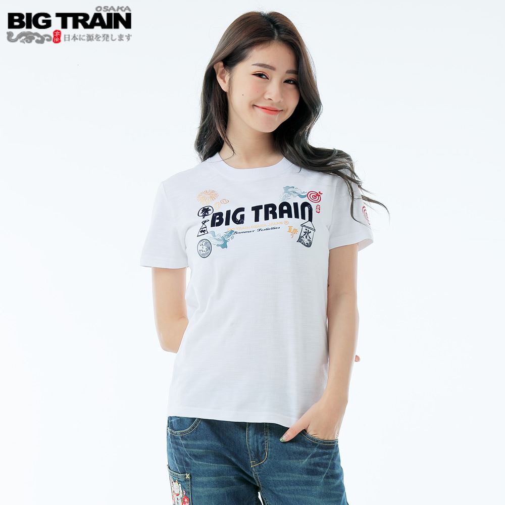 BIG TRAIN 夏季祭典情侶T女款-白B85274