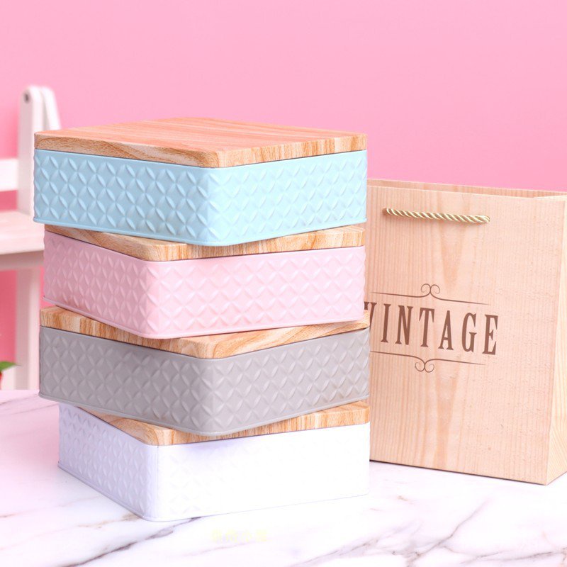 【現貨】【馬口鐵盒】新款個性高端歐式木紋馬口鐵盒 曲奇餅乾盒 包裝伴手禮過年送人禮盒
