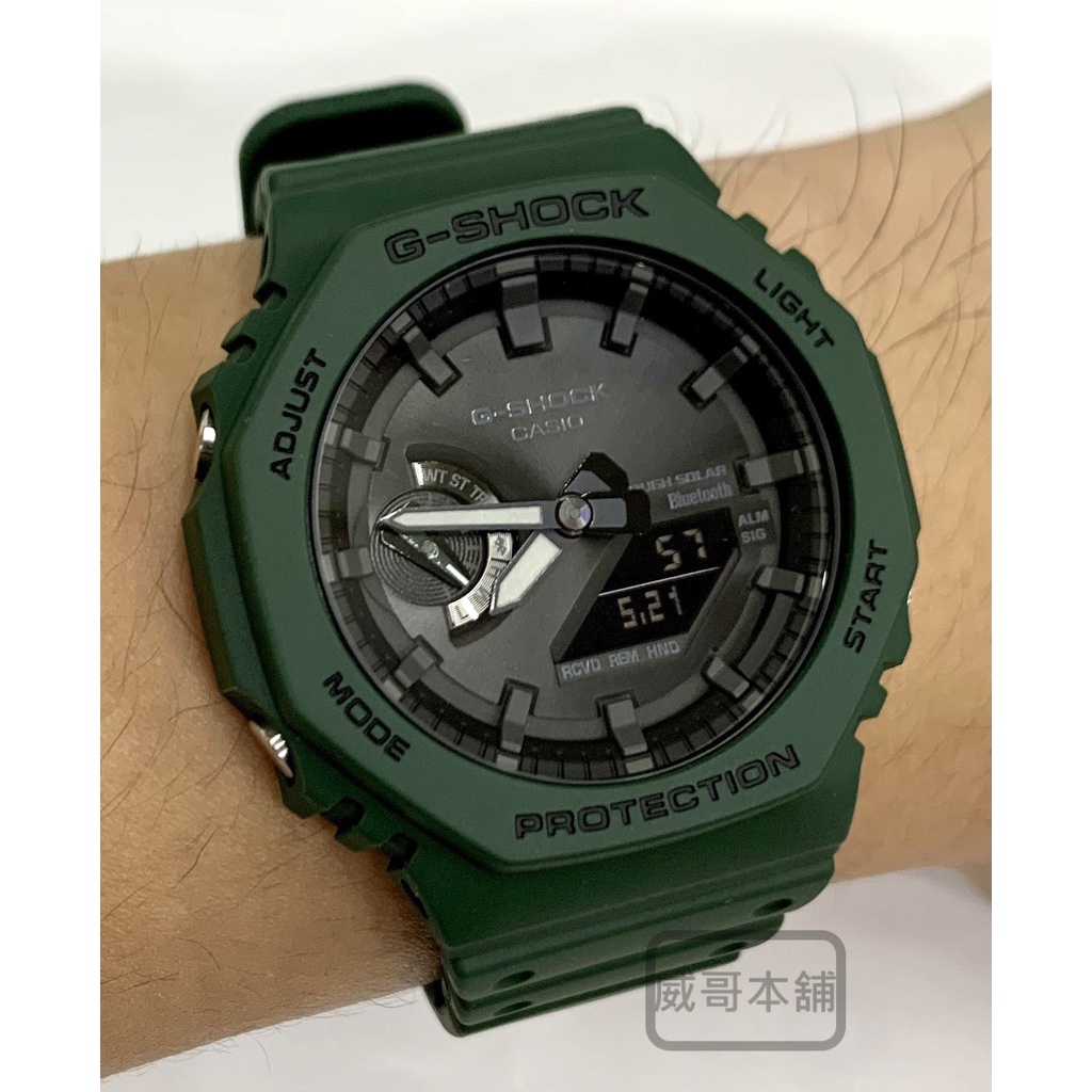 【威哥本舖】Casio台灣原廠公司貨 G-Shock GA-B2100-3A 農家橡樹 太陽能藍芽連線錶 GA-2100