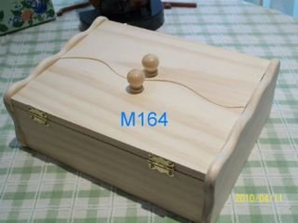 好玩家創意館~黏土/拼貼木器，M164 白松木雙開波浪收納盒