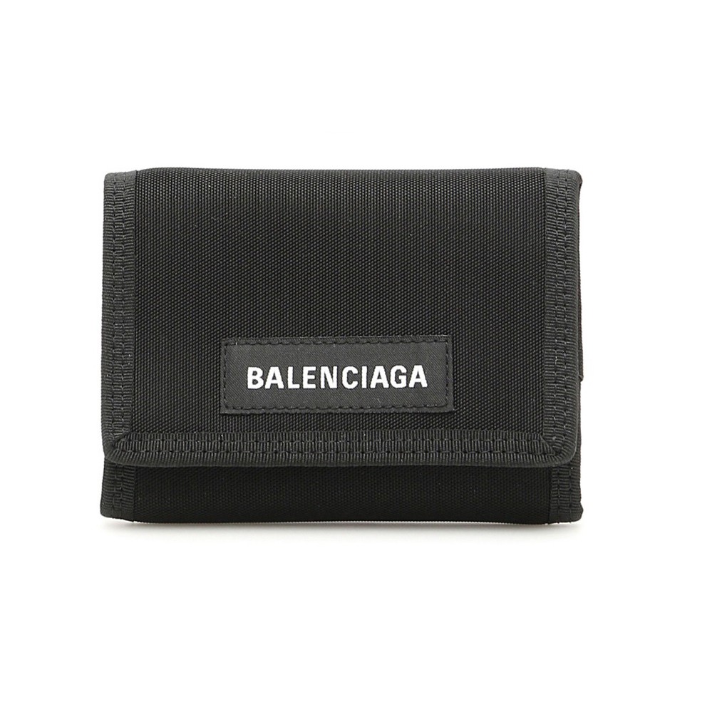 Balenciaga 507481 經典Explorer Logo 尼龍3折短夾 黑色