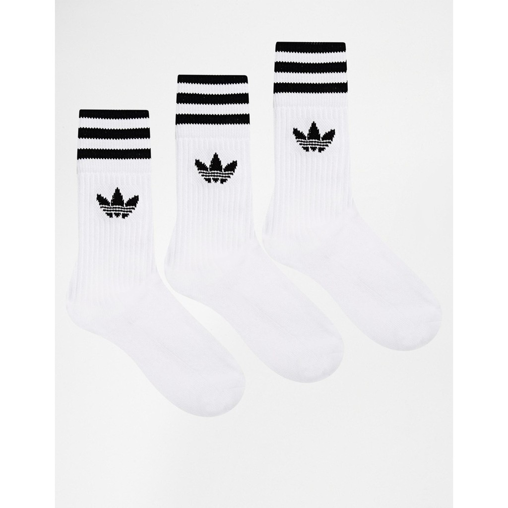 ＂樂菲斯＂全新正品 Adidas Socks 長襪 三色 白 黑 三葉草 條紋 厚底 小腿襪 運動襪 籃球襪