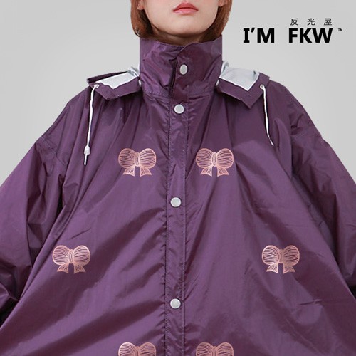 雨衣 反光雨衣 甜美可愛 網狀內裡透氣不黏身 蝴蝶結圖案反光 騎車時尚安全 紫/桃紅 贈提袋 反光屋FKW